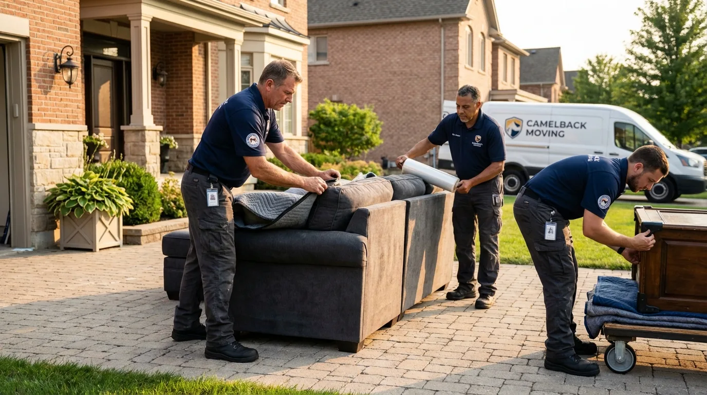 Large estate moving crew wrapping furniture in Danville, PA