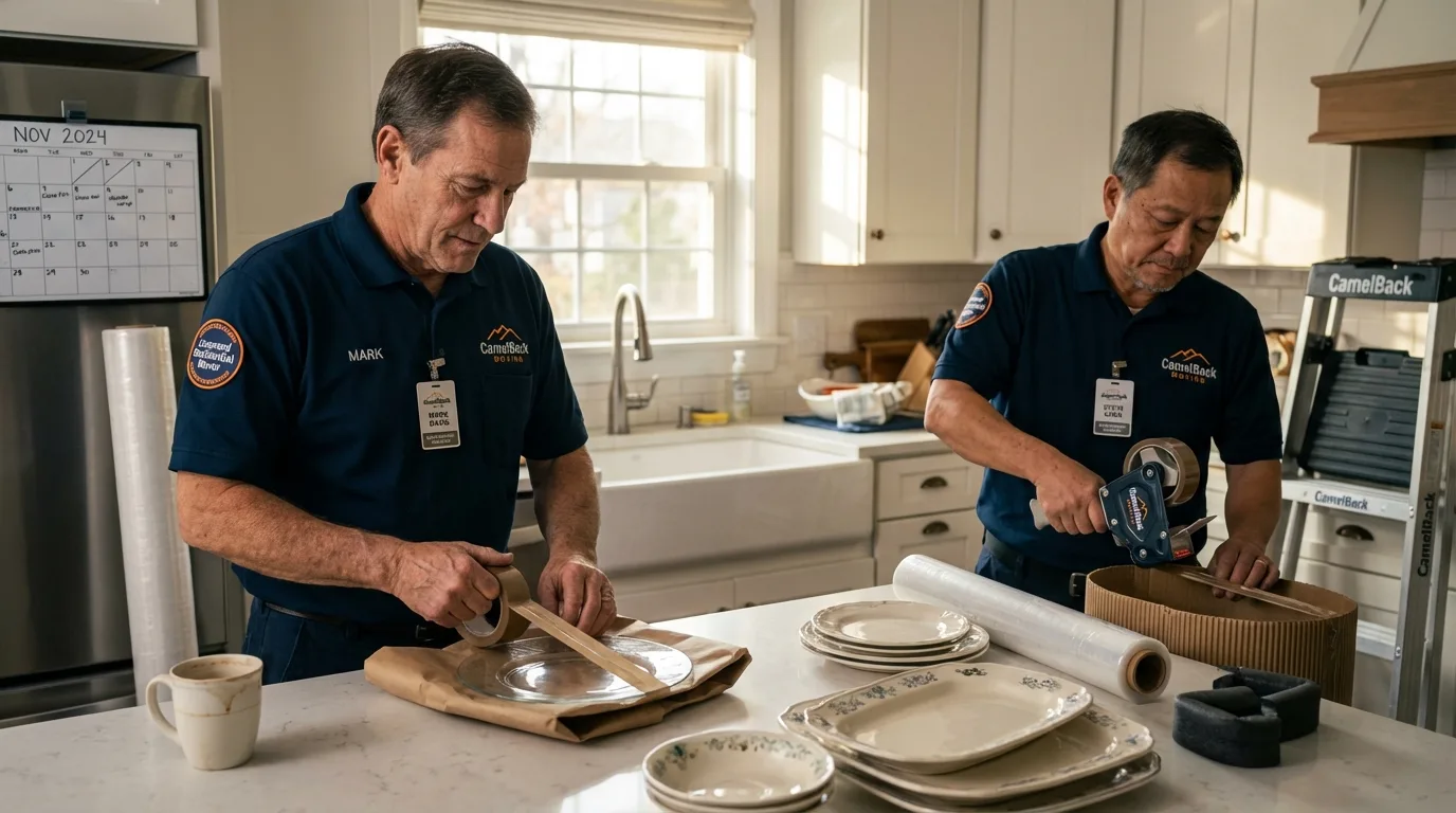 Professional crew packing kitchen dishware in Danville, PA